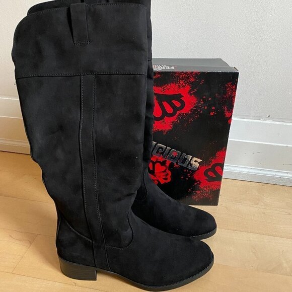 𝅺FERGALICIOUS BNIB Black Tall Riding Brown "Zephyr" - Picture 1 of 10